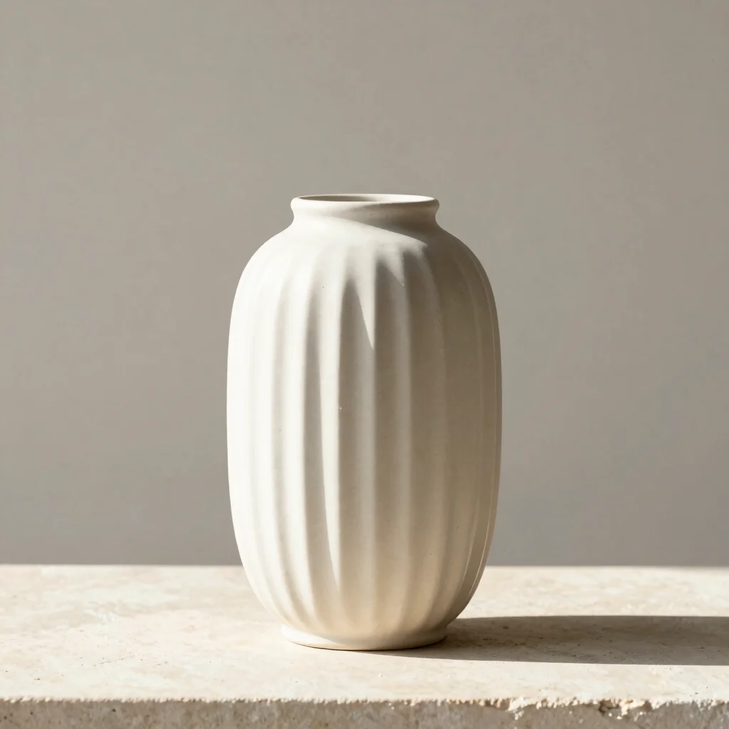 Handcrafted Ribbed Ceramic Vase